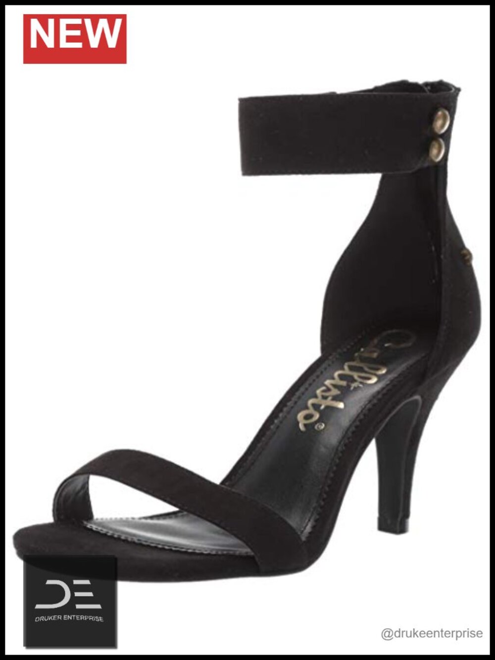 Women's Open Toe Stiletto Heel Pumps with Rhinestone Ankle Strap
